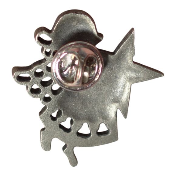 Vintage Silver & Gold Tone Guardian Angel Christmas Star Lapel Pin - Picture 7 of 9